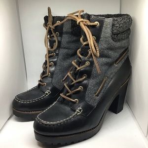 Sperry leather trinity heeled ankle booties 10M